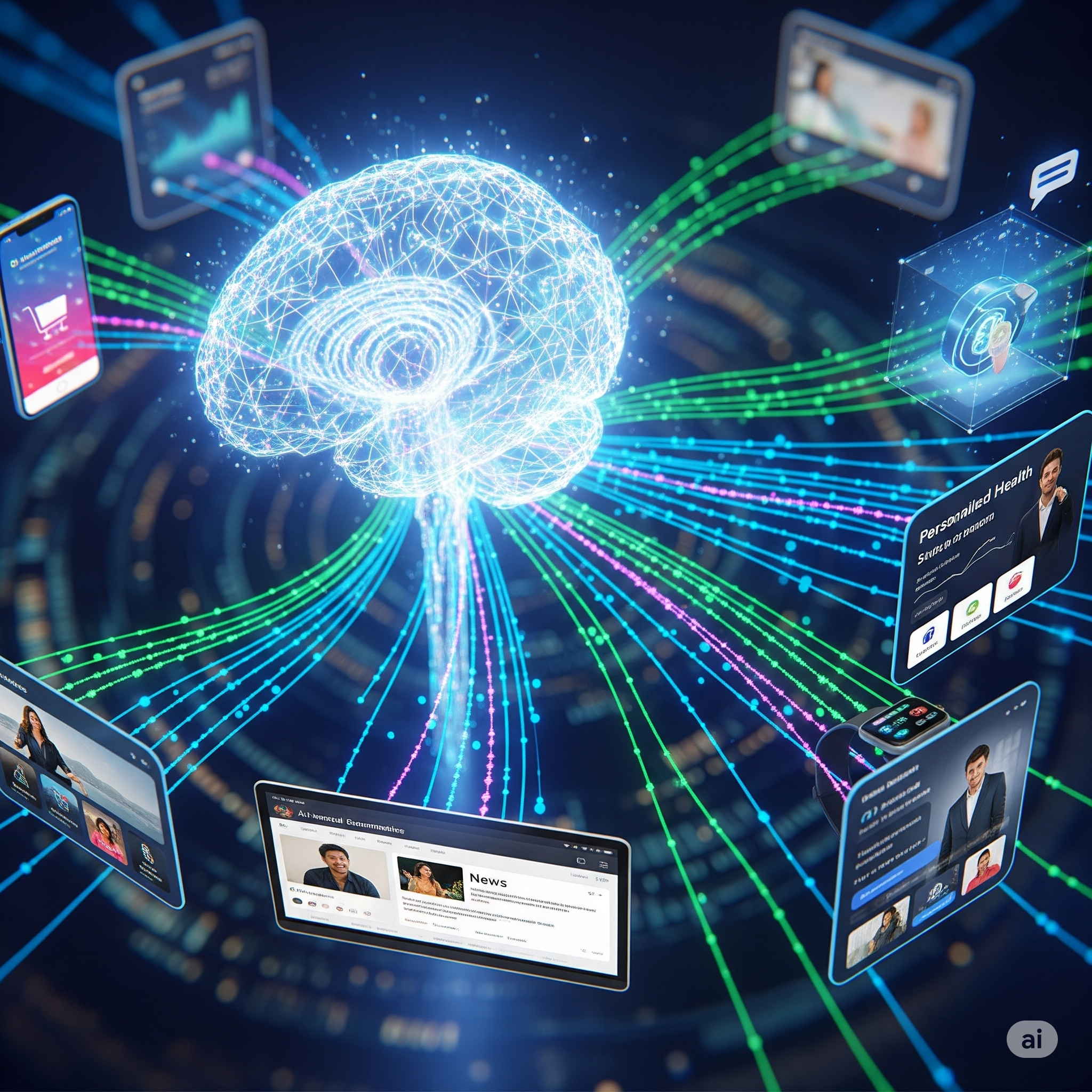 Chatbot and customer in blue vector style